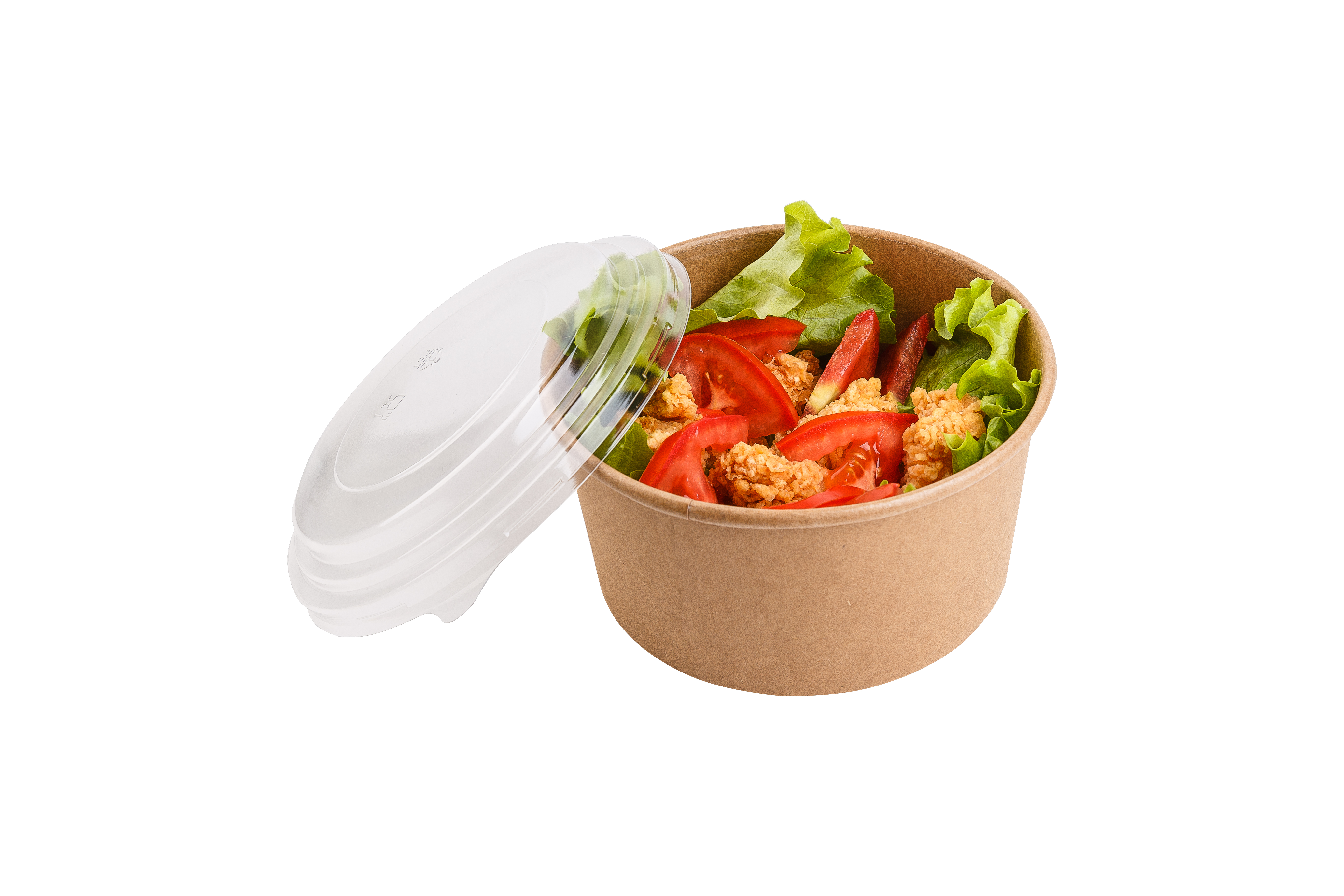 Round containers OSQ RCONT 820 Pure Kraft with plastic lid