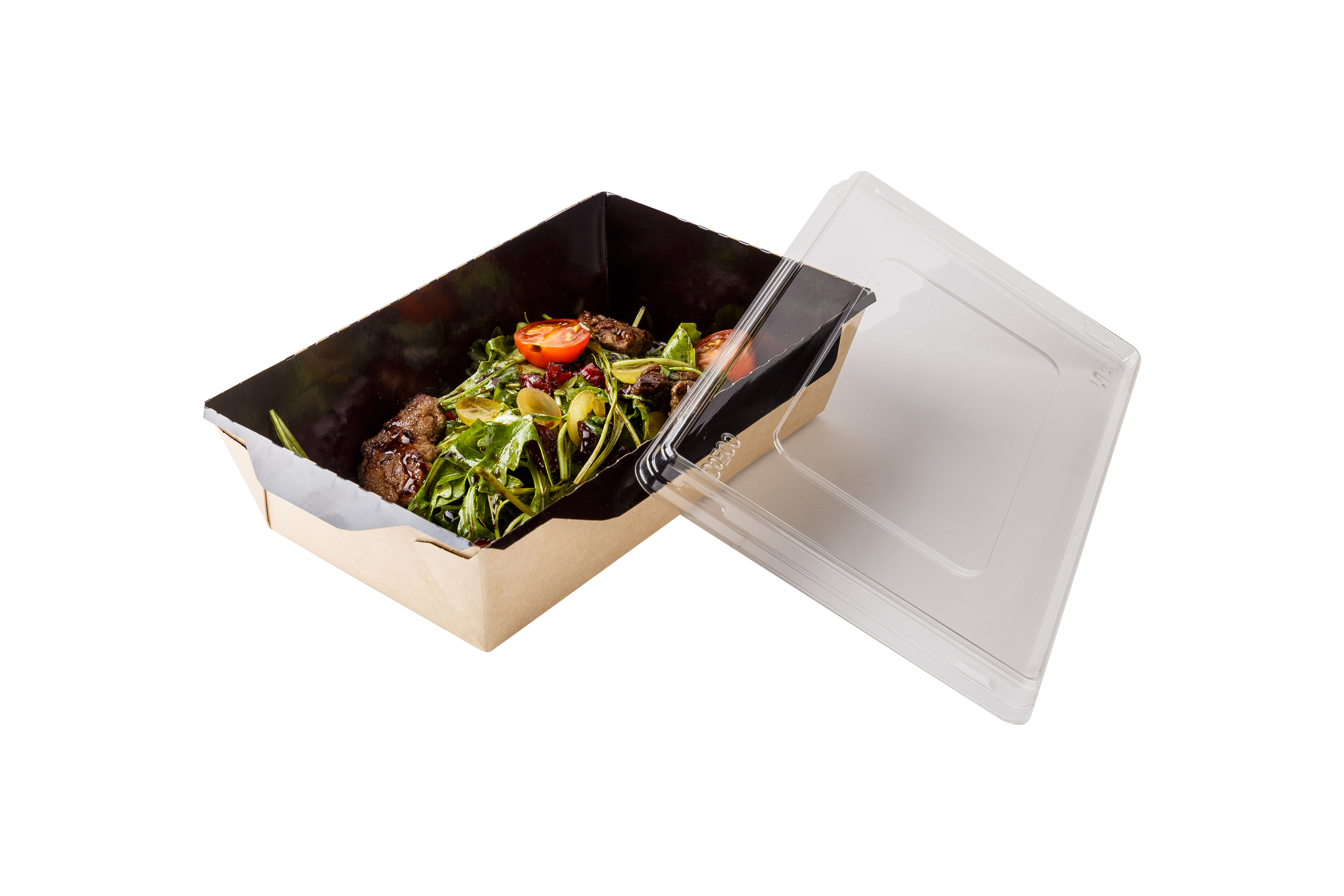 Salad bowls OSQ OPSALAD 800 BE with transparent lid Black Edition