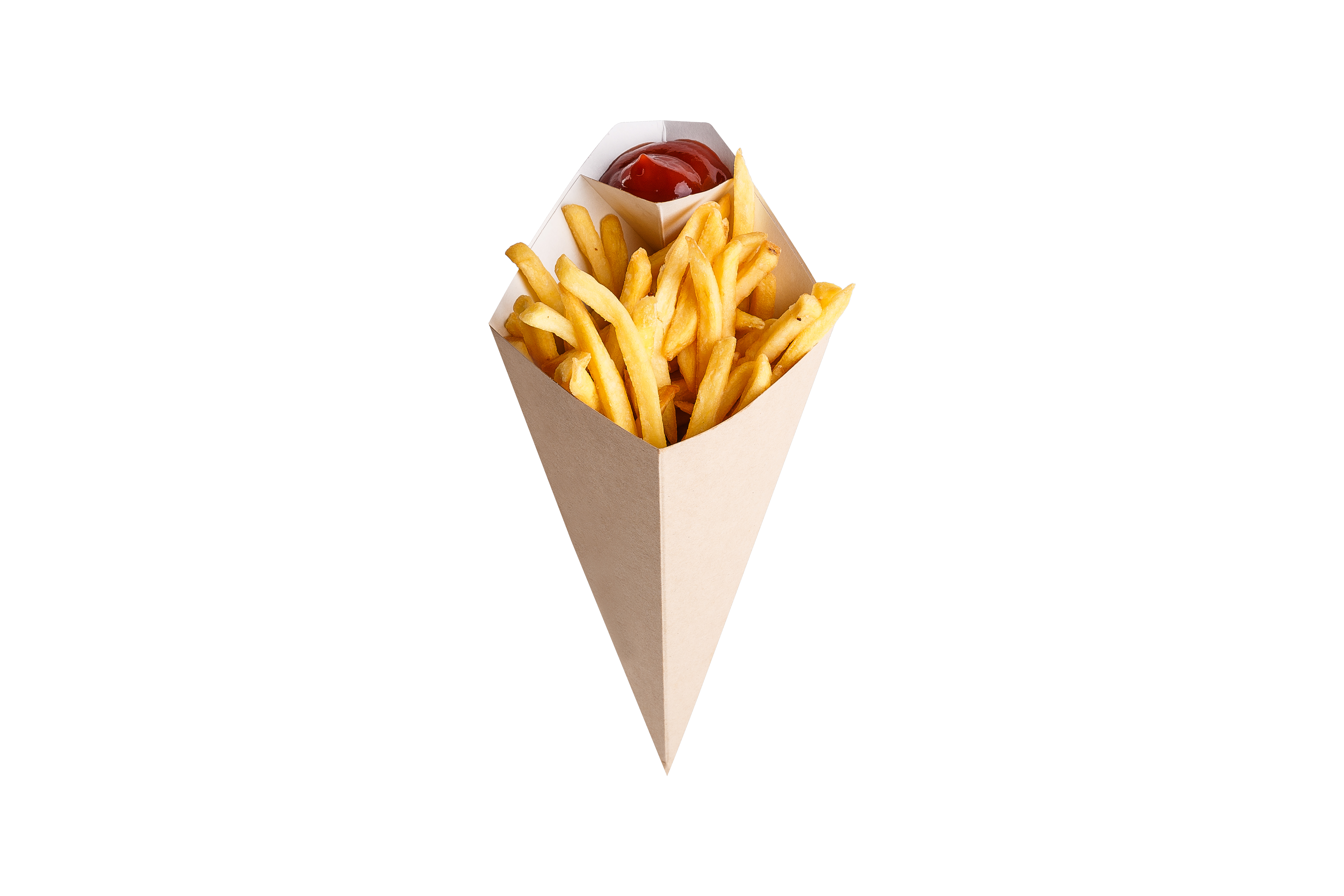 Cone packaging OSQ CONE L for French fries with sauce compartment