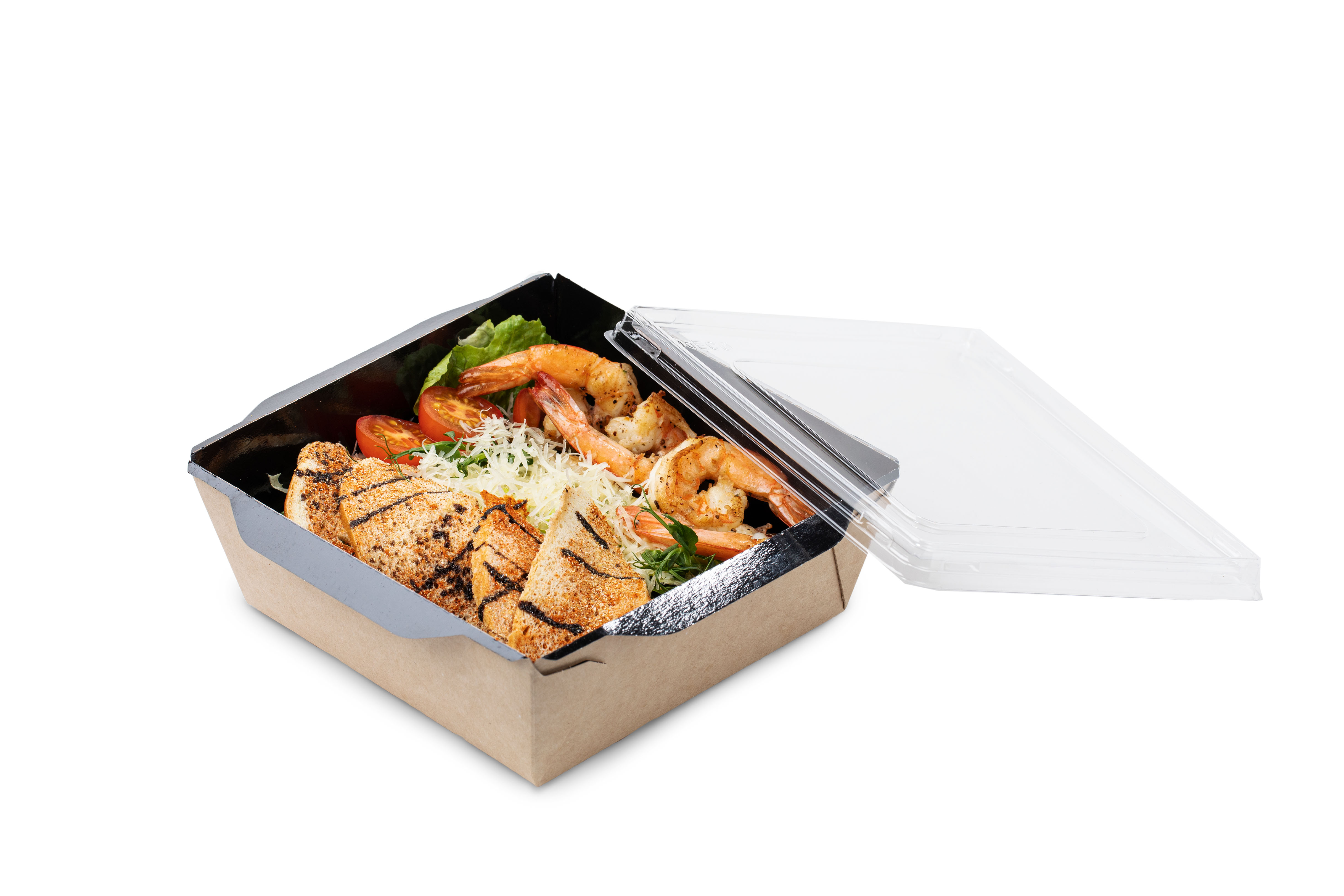 Salad bowls OSQ OPSALAD 500 BE with transparent lid Black Edition